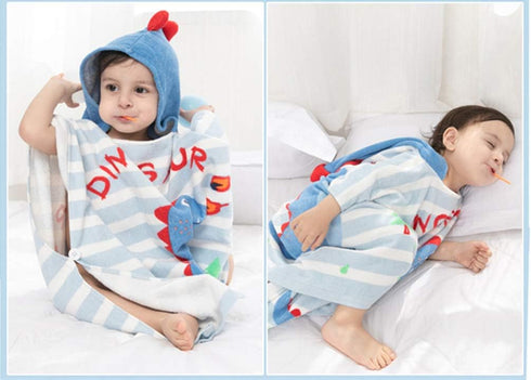 1-4 Years/Height:33.4"-43.3") TONWHAR Kids Bath/Pool/Beach Hooded Poncho Towel-Cartoon Animal Pattern Cotton Beach