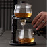 Set Set Lazy Kungfu Glass Tea Semi Automatic Drip Rotating with Infuser Glass Teapot