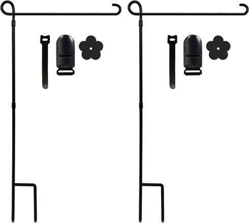 YEAHOME 2PC Garden Flag Holder Stand, Premium Weather-Proof Metal Flagpole for Outdoor Garden Decor