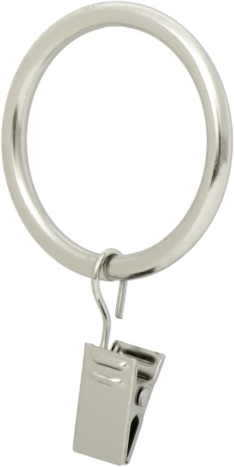 Ivilon Drapery Curtain Clip Rings, Set of 14, Clips Ring for Curtain Panels 1.7", Brushed Nickel