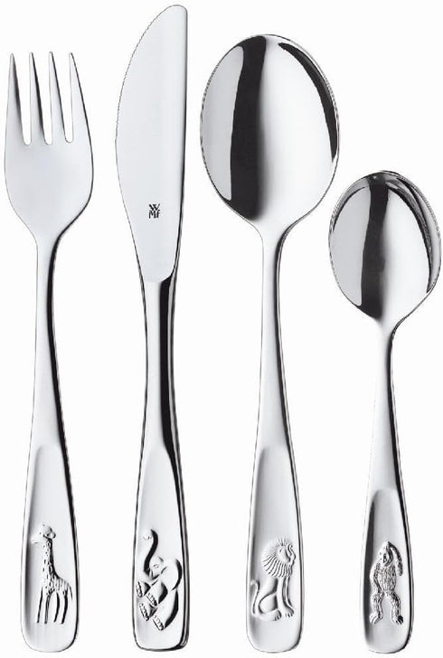 WMF 4-Piece Children's Cutlery Set, Farm Cromargan 18/10 Stainless Steel, Suitable from 3 Years