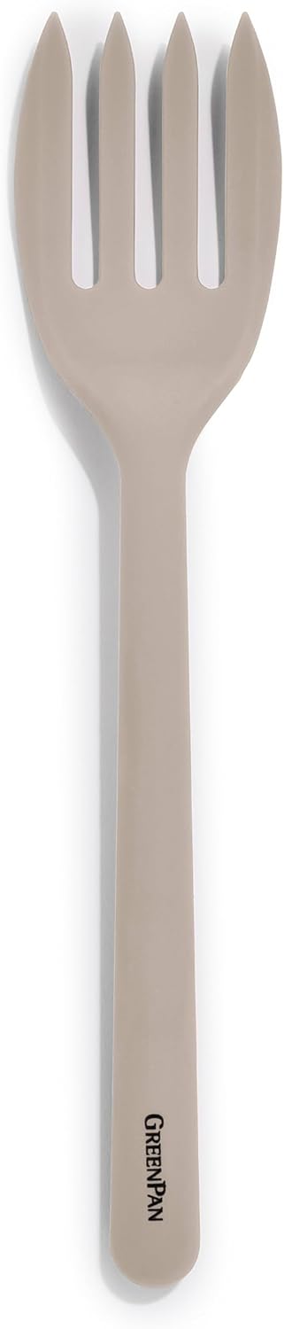 GreenPan Silicone Ultimate Fork, Mixing and Serving Kitchen Utensil, Heat-Resistant, Nonstick Cookware, Taupe