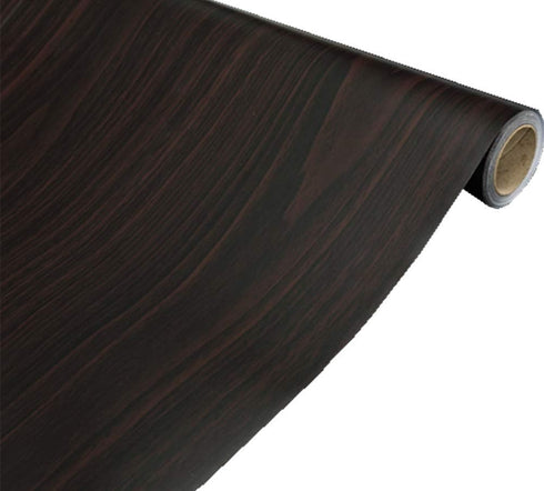 Teemall Self Adhesive Contact Paper, Black Brown Wood Grain, 15.6 by 79in, Dresser Drawer Cabinet Sticker