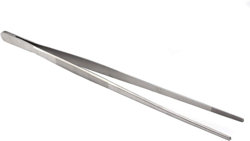 O'Creme 12 Inch Stainless Steel Precision Kitchen Culinary Tweezer Tongs Silver.