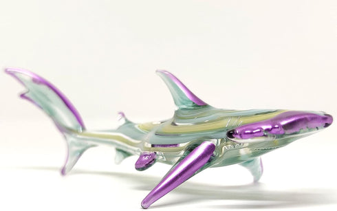 Hammer Shark Figurines - Hand Blown Glass Art Collectible Gift Home Decor (4", Green Yellow)