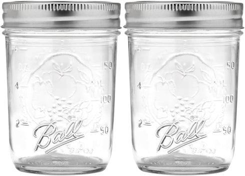Ball Regular Mouth Mason Jars with Lids & Bands, Half Pint, 8-oz (2-Pack)