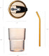 13 oz (Amber-4pack) BLUEPOLAR Tumbler Water Glass, Water Bottle with Straw and Dustproof Lid, Coffee Ice Cup Double