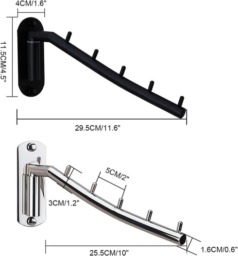 2 Pcs Folding Wall Mounted Clothes Suit Hangers Rack - Heavy Duty Stainless Steel Coat Hook for Bathroom, Bedroom