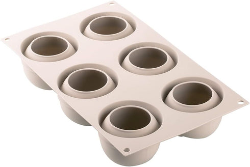 Silikomart Silicone Mould for COCCOLA Monoportions, Non-Stick, 6 Monoportions, 3D Design, Made in Italy