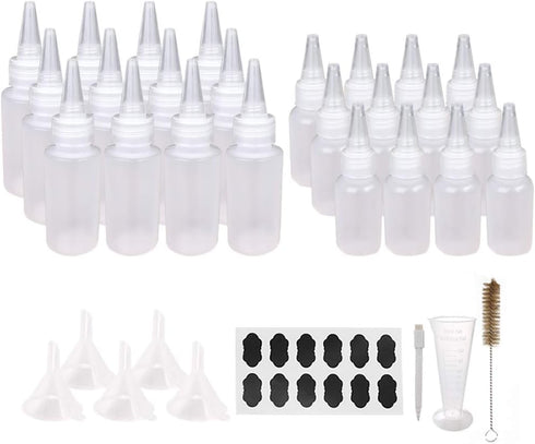 24pcs Plastic Squeeze Bottles with Twist Cap, 12pcs 30ml & 12pcs 60ml for Cookie Decorating Supplies