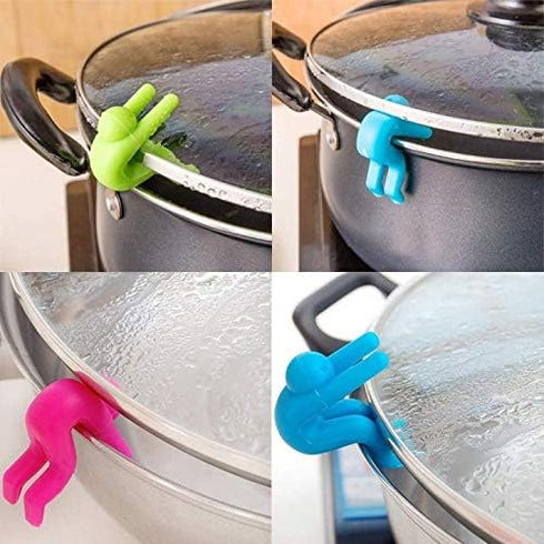 Spill Stopper, 4 Pack Creative Silicone Cooking Tools, Lid Cover for Pan Kitchen Tool (Green & Pink)