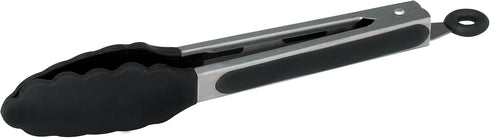 Winco 9" Heavy-Duty Stainless Steel Utility Tongs, Silicone Grips and Lock Clip