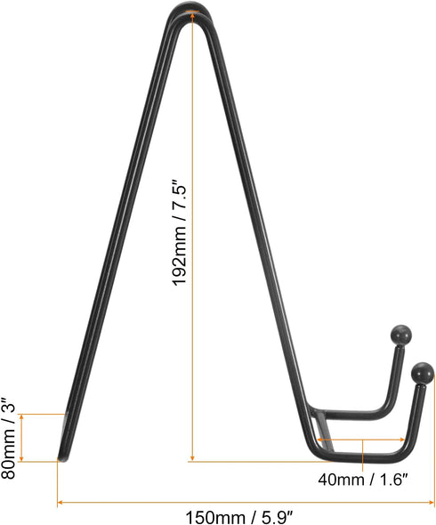 uxcell Plate Stand for Display, 2Pcs 7.5 Inch Iron Easel Plate Holder Display Stands Metal Decorative Plates for Picture Photo Book, Black