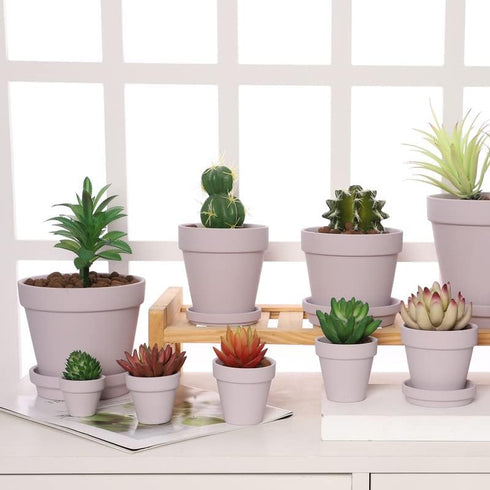 Yishang 1.9 Inch Tiny Pink Terracotta Pots, Pack of 12 Mini White Clay Planters with Drainage Holes for Tiny Cactus