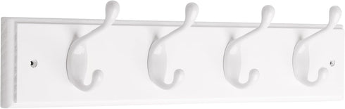 Liberty Hardware 129847 18-Inch Coat and Hat Rack with 4 Heavy Duty Hooks, White
