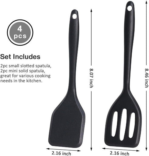 Silicone Small Serving Spatula Set of 4, Mini Silicone Spatula Turner for Kitchen Use, Small Silicone Spatulas for Egg, Steak, Pancake by Pharamat