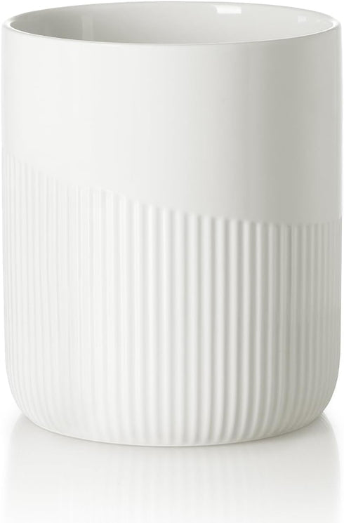 Ceramic Kitchen Utensil Holder, 7" Large Stable Crock, Cooking Organizer for Kitchen Counter, Dishwasher Safe, White