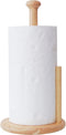 Paper Towel Holder, Large Base Dia 7" Wooden Natural Color Stand for Kitchen Bathroom, ZJ281Y