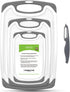 Plastic Cutting Boards for Kitchen, Set of 4 with Non-Slip Feet, Deep Drip Juice Groove, Easy Grip Handle, Dishwasher