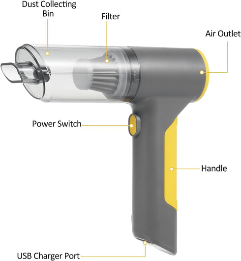 Handheld Car Vacuum Cleaner, 4 in 1 Wireless Handheld Vacuum Cleaner with High Power 13000Pa Brushless Motor and Type-C, Mini Car Vacuum with 6000mAh battery for Car, Home by Lepmerk