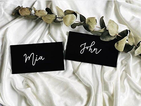UNIQOOO Black Acrylic Rectangle Place Cards - 20 Count for Weddings, Dinner Parties, and Events