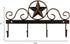 Metal Barn Star Key Rack Holder, Wall Mounted Decorative Key Holder with 4 Hooks, Dark Brown