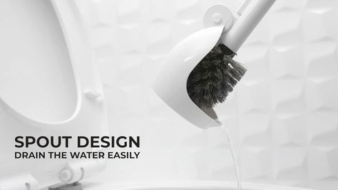 ELYPRO Toilet Brush with Holder Drip-Free Hygienic Bathroom Scrubber with No-Drip Caddy, Built-in Spout, Fast-Drying