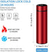 Smart Water Bottle Stainless Steel Vacuum Flask,Travel Mug with Smart LCD Touch Screen, Keep Hot Or Cold, Car Portable Travel Tea Coffee Vacuum Thermoses Cup,Insulated Water Bottle (Red)