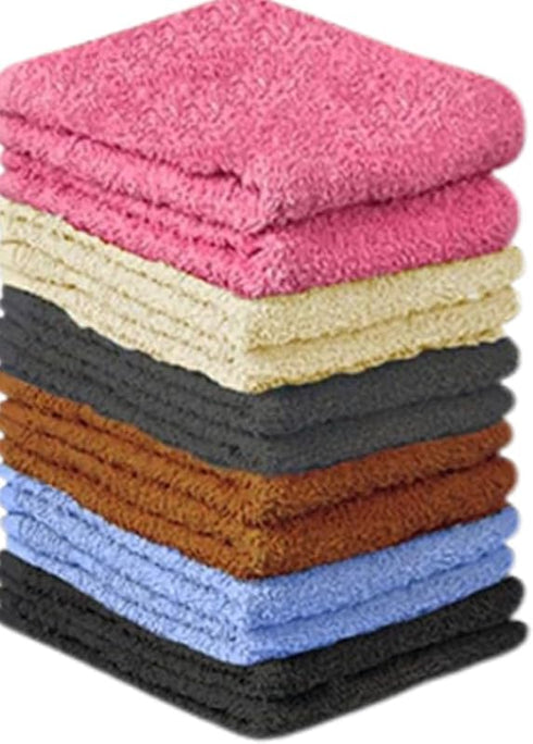 QUBA LINEN 100% Cotton Wash Cloth Set, Pack of 24, Flannel Face Cloths, Highly Absorbent, Multi Color