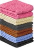 QUBA LINEN 100% Cotton Wash Cloth Set, Pack of 24, Flannel Face Cloths, Highly Absorbent, Multi Color