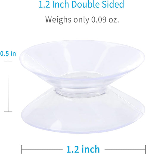 Pawfly 20 Pack Double Sided Suction Cups, 1.2 Inch Clear PVC Plastic Suckers for Glass Table Mirror