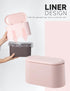 Tiny Plastic Trash Bin with Lid, Removable Mini Trash Can, Pop Up Countertop Wastebasket for Bathroom, Office, Pink