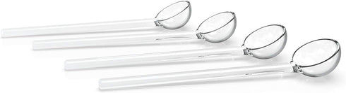 Teabloom Glass Stirring Spoons Set of 4 - Crystal Clear Petite Teaspoons (5.3 inches), Heat-Resistant Borosilicate Glass