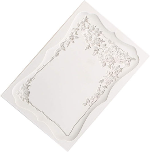 HiParty Rectangle European Queen Rose Frame Silicone Fondant Mould Cake Decorating Tool Chocolate Gum Paste Molds Sugarcraft DIY Baroque Scroll Cake Border Brim Decor Mold Fondant Cake Bakeware Baking