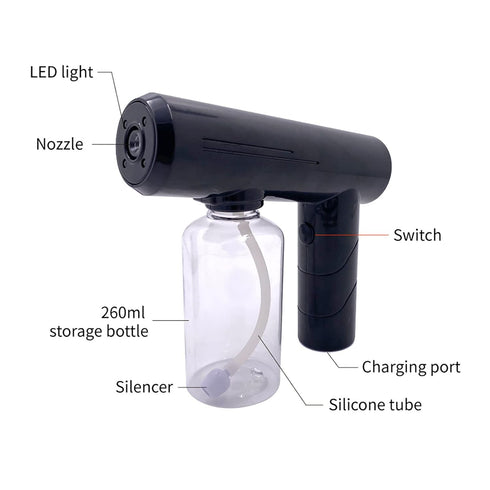 3T GROUP 8.8 OZ Mini Disinfectant Fogger Nano Barber Spray Gun Electric Alcohol Spary Bottle Gun Atomizer Sprayer