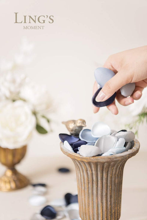 Ling's Moment Rose Petals, Silk Flower Petals for Wedding, Aisle, Centerpiece Décor, Dusty Blue Navy, 200pcs
