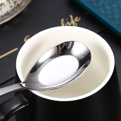5 PCS Soup Spoon, Stainless Steel Mirror Finish Spoons, Kitchen Serving Spoons, Ice Cream Spoons for Soup, Silver