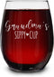 shop4ever Grandma's Sippy Cup Engraved Stemless Wine Glass, 15 oz, Mother's Day Gift for Grandmother