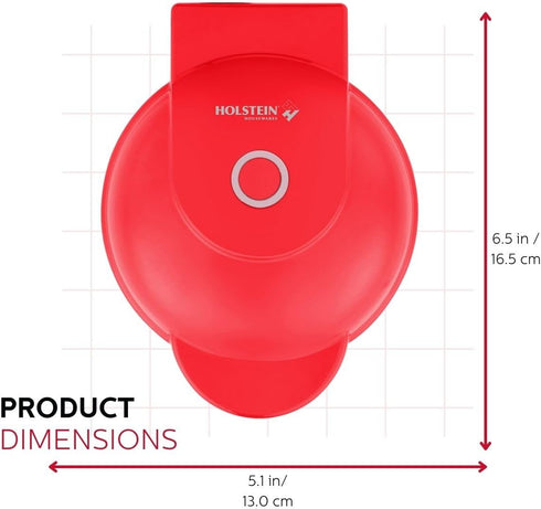 Holstein Housewares Red Personal Non-Stick Waffle Maker - 4-inch Waffles in Minutes