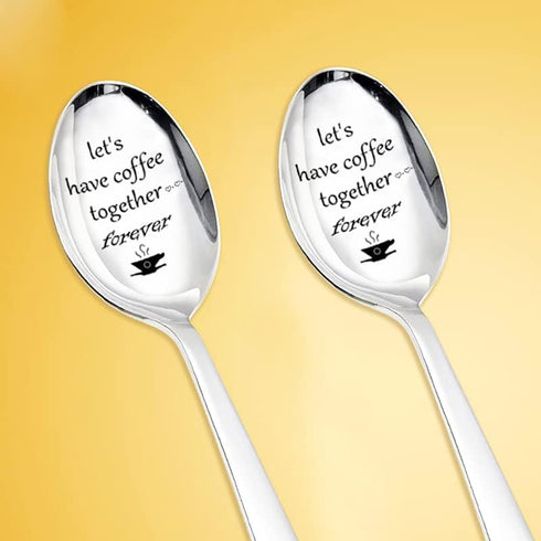Couples Gifts Coffee Spoons Set, Coffee Lovers Gifts for Wife Husband Anniversary Birthday
