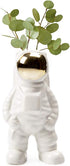 CHIVE - Astronaut Shape Vase, Simple Modern Flower Bud Planter, White and Gold (Medium)