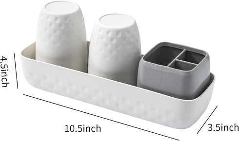 Toothbrush Holder for Bathrooms, Countertop Organizer with 3 Slots for Toothbrush Storage, Tooth Brushing Cup Caddy