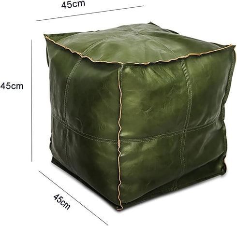 17.7" Louis Donn Unstuffed Square Pouf Ottoman Cover Faux Leather Waterproof Floor Footrest Storage Cover for Living