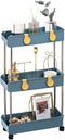 Melody House 3-Tier Slim Mobile Shelving Unit on Wheels, Slide Out Rolling