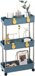 Melody House 3-Tier Slim Mobile Shelving Unit on Wheels, Slide Out Rolling