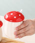 Ceramic Mushroom Shape Sugar Bowl Spice Jar Seasoning Pot with Lid Spoon by Mozacona