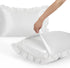 SiinvdaBZX Ruffled Queen Satin Pillowcase Set of 2, Ivory White Silky Satin Pillow Cases for Women, Ruffle Pillow Shams