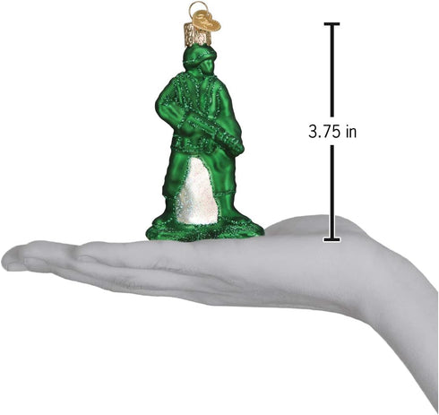 Old World Christmas Glass Blown Ornament, Green Army Man for Christmas Tree