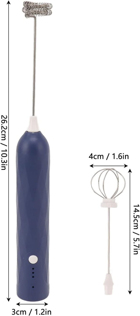 Handheld Milk Frother, Coffee Foam Maker USB Rechargeable Hand Drink Mixer with 3 Speeds and 2 Heads