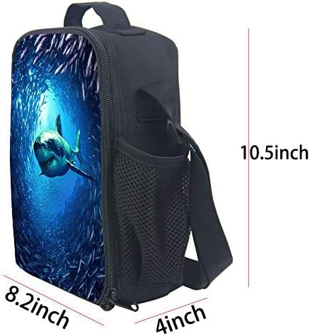 CAIWEI Insulated Lunch Box Cooler Bag, Animal Dinosaur Cat Shark Husky and Dolphin (SHARK 1)